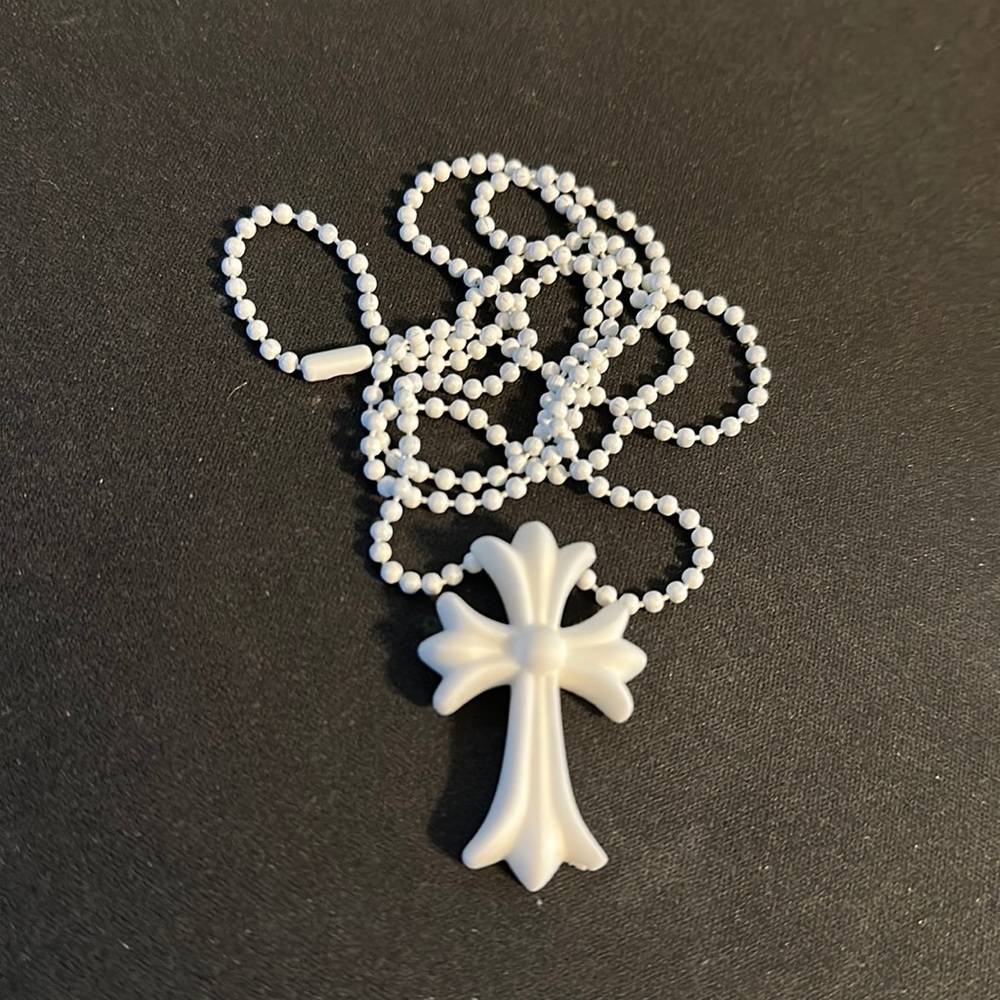 White rubber cross necklace